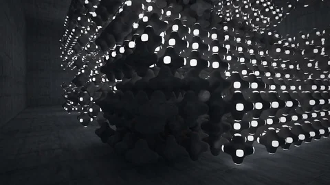 Empty dark abstract concrete room smooth interior. Architectural background. Nig Stock Footage 83155703