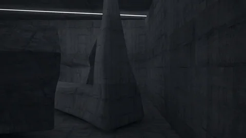 Empty dark abstract concrete room interior. Architectural background. Night view Stock Footage 83356214