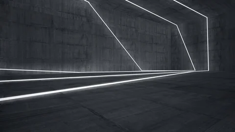Empty dark abstract concrete room interior. Architectural background. Night view Stock Footage 83381713