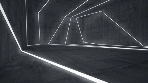 Empty dark abstract concrete room interior. Architectural background. Night view 動画素材 83381717