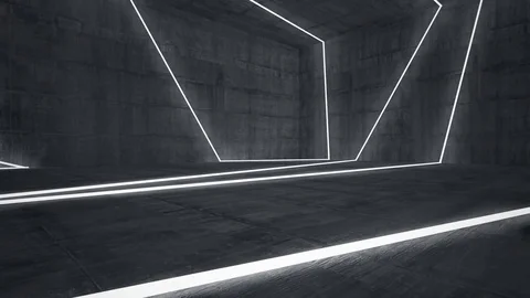Empty dark abstract concrete room interior. Architectural background. Night view Vídeos de archivo 83381722