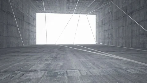 Empty dark abstract concrete room interior with white glossy lines. Stock Footage 83383066