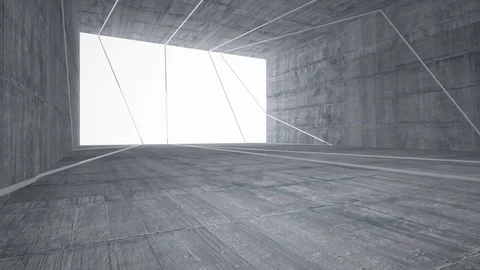 Empty dark abstract concrete room interior with white glossy lines. Stock Footage 83383068