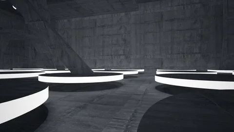Empty dark abstract concrete room interior. Architectural background. Night view 動画素材 83571445