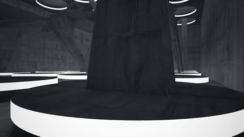 Empty dark abstract concrete room interior. Architectural background. Night view 動画素材 83571483