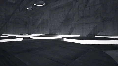 Empty dark abstract concrete room interior. Architectural background. Night view Stock Footage 83571512