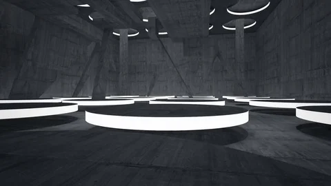 Empty dark abstract concrete room interior. Architectural background. Night view Video stock 83571531