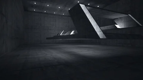 Empty dark abstract concrete room interior. Architectural background.  Vídeo Stock 83771447
