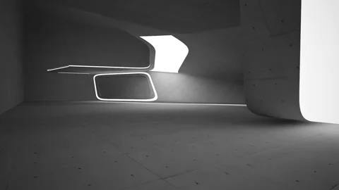 Empty dark abstract concrete room smooth interior. Architectural background.  Vídeos de archivo 85736886