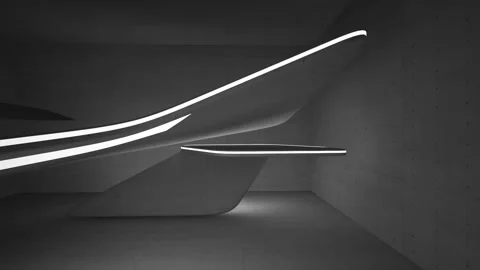 Empty dark abstract concrete room smooth interior. Architectural background.  Vídeos de archivo 85736954