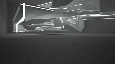 Empty dark abstract concrete room smooth interior. Architectural background. Nig Video stock 86413161