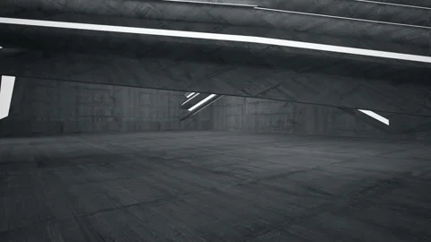 Empty dark abstract concrete room interior. Architectural background. Night view Vídeos de archivo 86415102