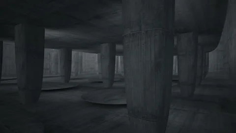 Empty dark abstract concrete room smooth interior. Architectural background. Nig Vídeo Stock 86797201