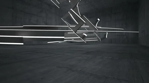 Empty dark abstract concrete room interior. Architectural background. Night view Stock Footage 87700139