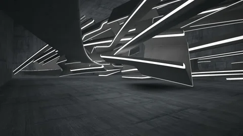 Empty dark abstract concrete room interior. Architectural background. Night view Stock Footage 87700208