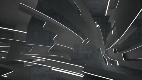 Empty dark abstract concrete room interior. Architectural background. Night view Stock Footage 87700217