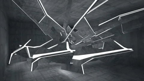 Empty dark abstract concrete room interior. Architectural background. Night view Stock Footage 89375000