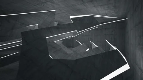 Empty dark abstract concrete room interior. Architectural background. Night view Stock Footage 89375134