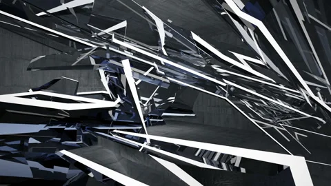 Empty dark abstract concrete room interior. Architectural background. Night view Stock Footage 89620939