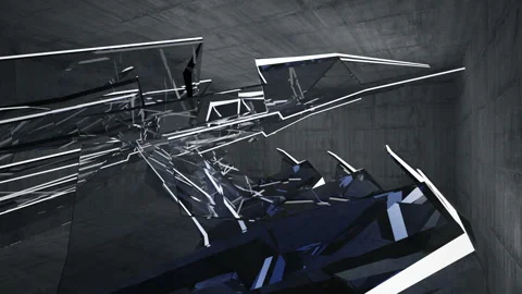 Empty dark abstract concrete room interior. Architectural background. Night view Stock Footage 89621071