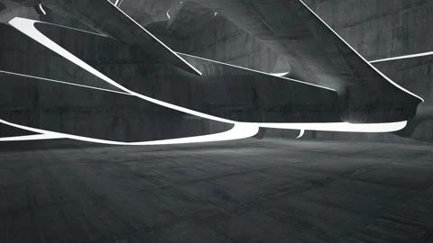 Empty dark abstract concrete room interior. Architectural background. Night view Stock Footage 89678911