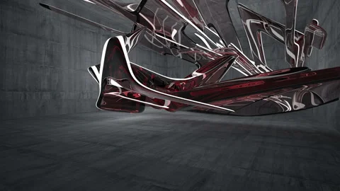 Empty dark abstract concrete room interior. Architectural background. Night view Stock Footage 89678958