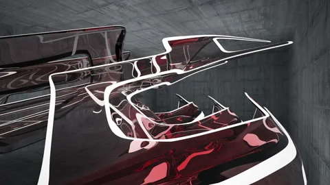 Empty dark abstract concrete room interior. Architectural background. Night view Stock Footage 89679032