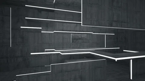 Empty dark abstract concrete room interior. Architectural background. Night view Stock Footage 89719583