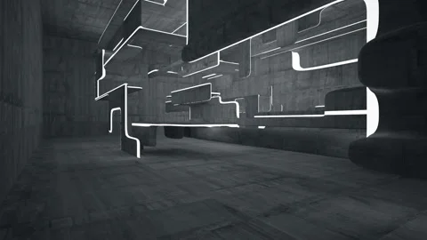 Empty dark abstract concrete room interior. Architectural background. Night view Stock Footage 89904508