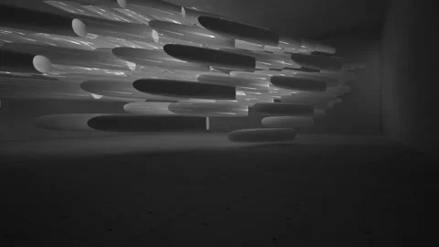 Empty dark abstract concrete room interior. Architectural background. Night view Stock Footage 89924246