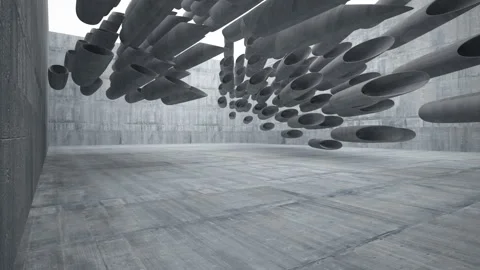 Empty dark abstract concrete room interior. Architectural background.  Stock Footage 89924429