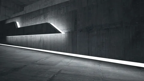 Empty dark abstract concrete room interior. Architectural background. Night view Stock Footage 89970690