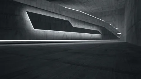 Empty dark abstract concrete room interior. Architectural background. Night view Stock Footage 89970732