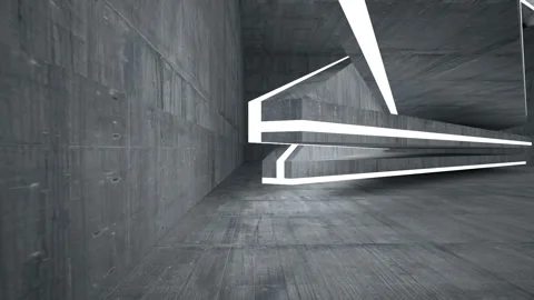 Empty dark abstract concrete room interior. Architectural background. Night view Stock Footage 89970908