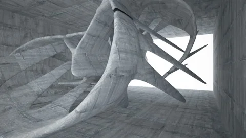 Empty dark abstract concrete room interior. Architectural background.  Stock Footage 90175573