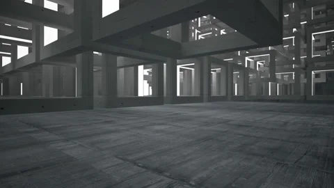 Empty dark abstract concrete room interior. Architectural background.  Video stock 90345236