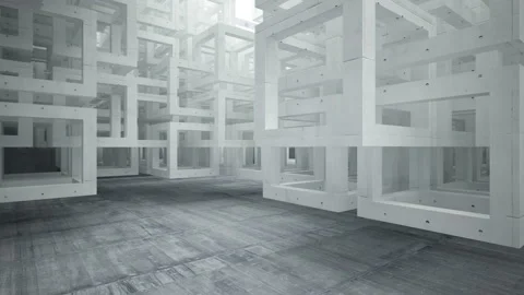 Empty dark abstract concrete room interior. Architectural background.  Stock-Footage 90345403