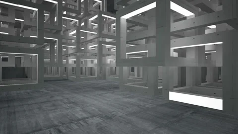 Empty dark abstract concrete room interior. Architectural background.  Video stock 90347841