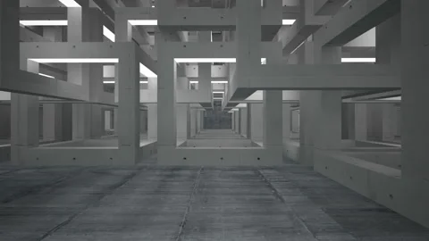 Empty dark abstract concrete room interior. Architectural background.  Video stock 90347866