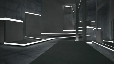 Empty dark abstract concrete room interior. Architectural background.  Stock Footage 96475075