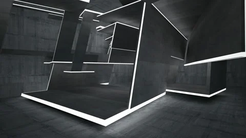 Empty dark abstract concrete room interior. Architectural background.  Stock Footage 100609586