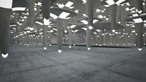 Empty dark abstract concrete room interior. Architectural background.  Stock Footage 100725112