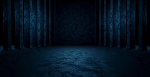 Empty dark blue abstract cement wall and studio room the interior texture for Иллюстрация