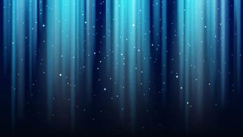 Empty dark blue background with rays of light, sparkles, shining night star Illustrazione stock