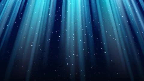 Empty dark blue background with rays of light, sparkles, shining night star sky Illustrazione stock