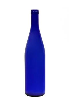 Empty dark blue wine bottle Stock Photos