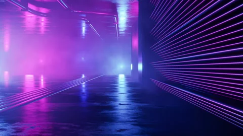 Empty Dark City Street, 3D Render 4K Loop Video Stock Footage 220734686