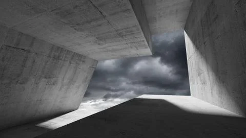 Empty dark concrete interior 3d Illustrazione stock