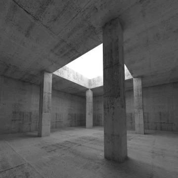 Empty dark concrete room interior with columns Stock Illustration