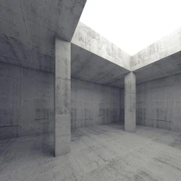 Empty dark concrete room interior with opening Stock Illustration